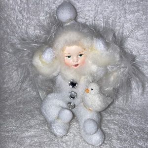 Bradford editions snow flake angel babies birds of a feather feather ornament